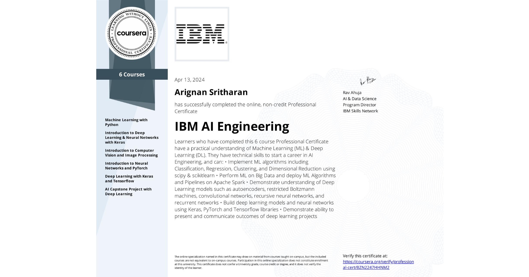 IBM AI Engineering Professional Certificate